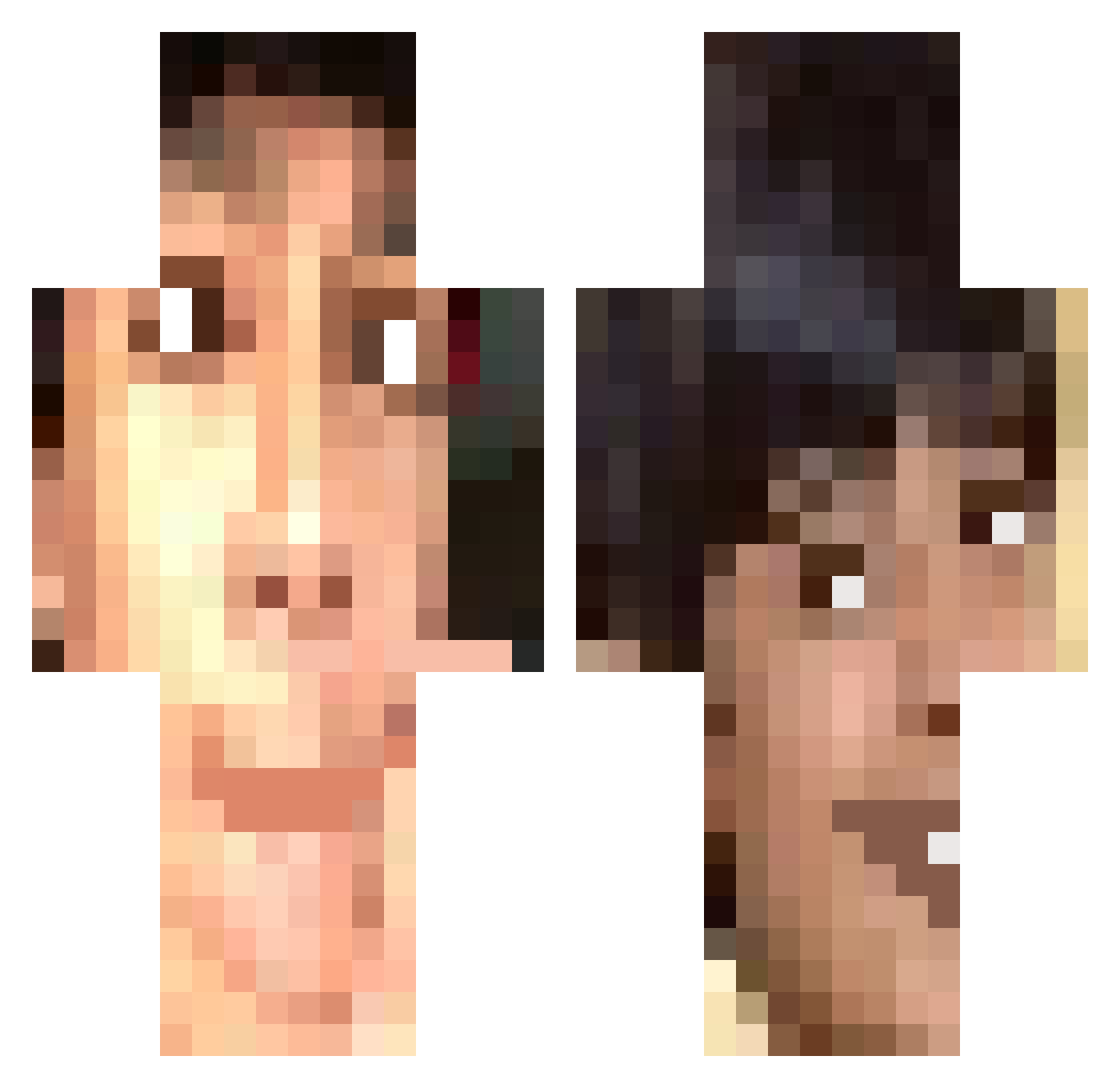 TheDeadMaeMaeMan Minecraft skin, front and back view