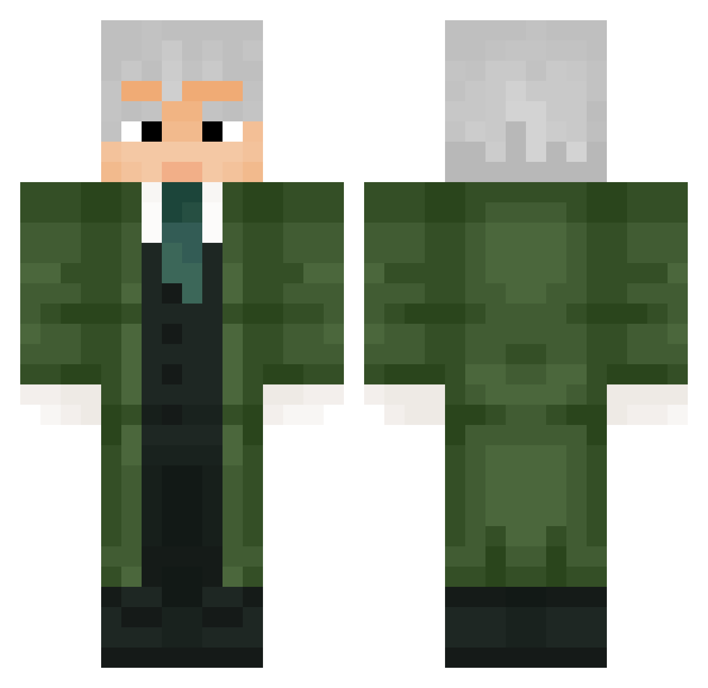 Exen33 Minecraft skin, front and back view