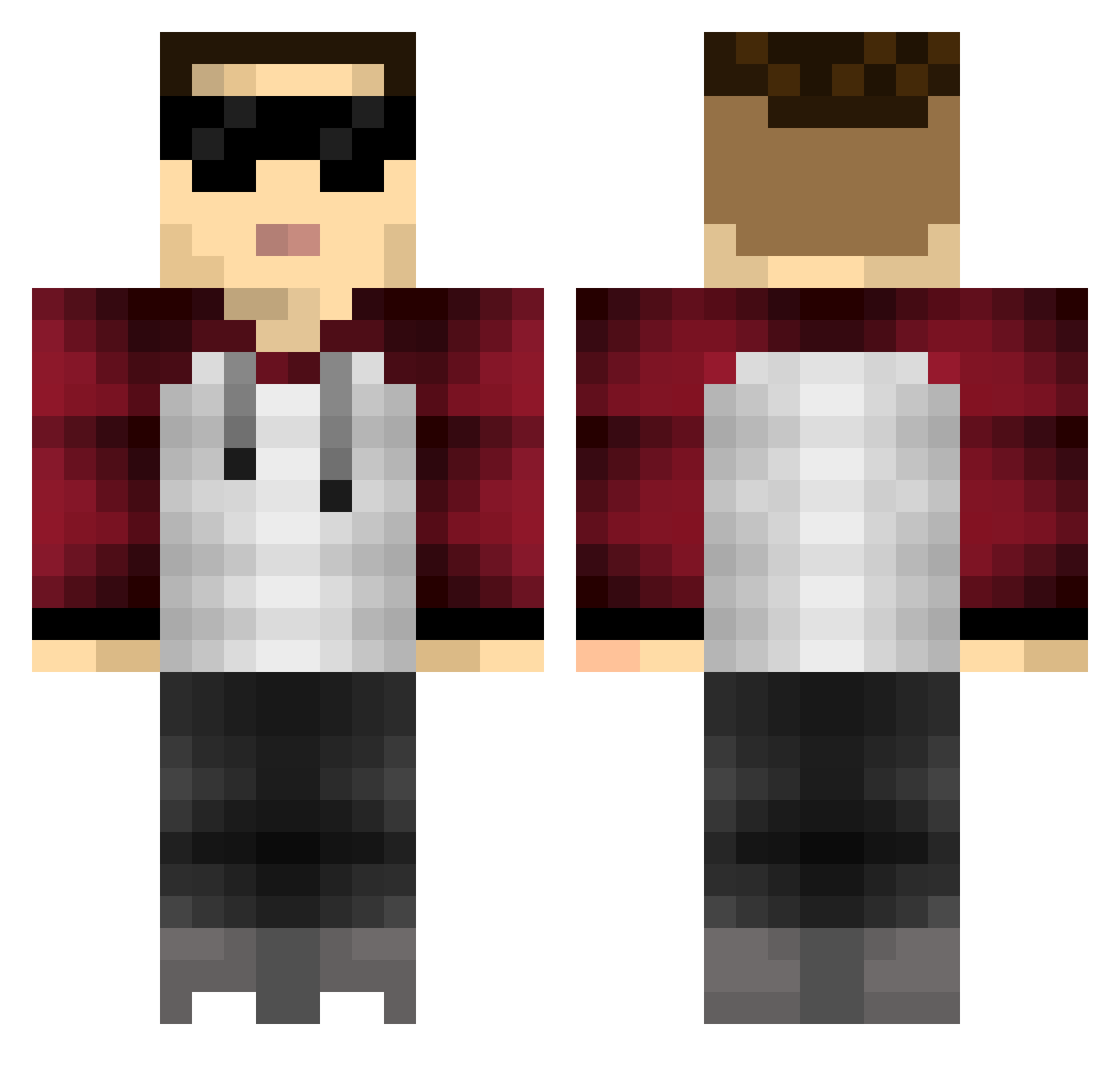 Merhex Minecraft skin, front and back view