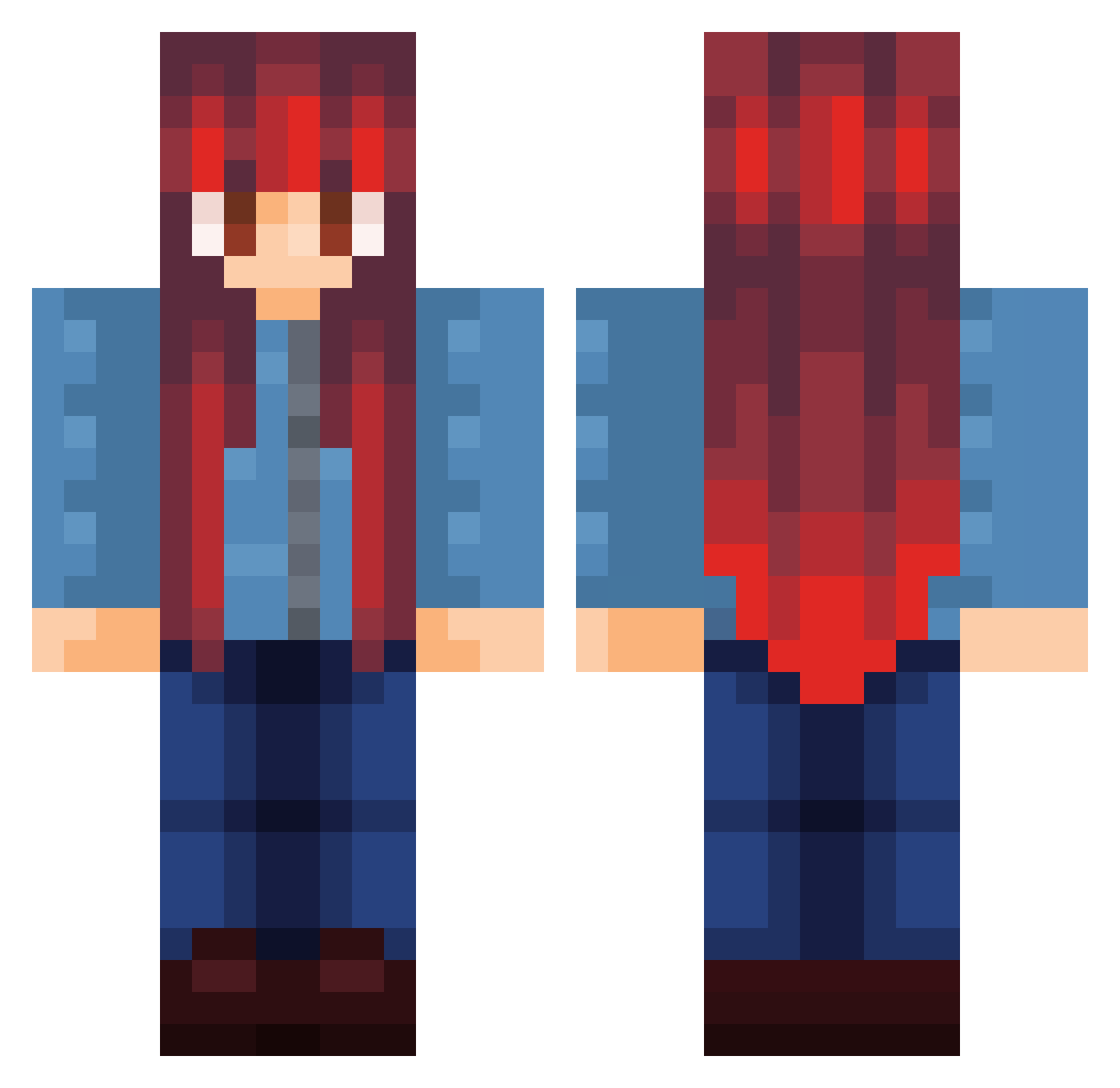 pluxate Minecraft skin, front and back view