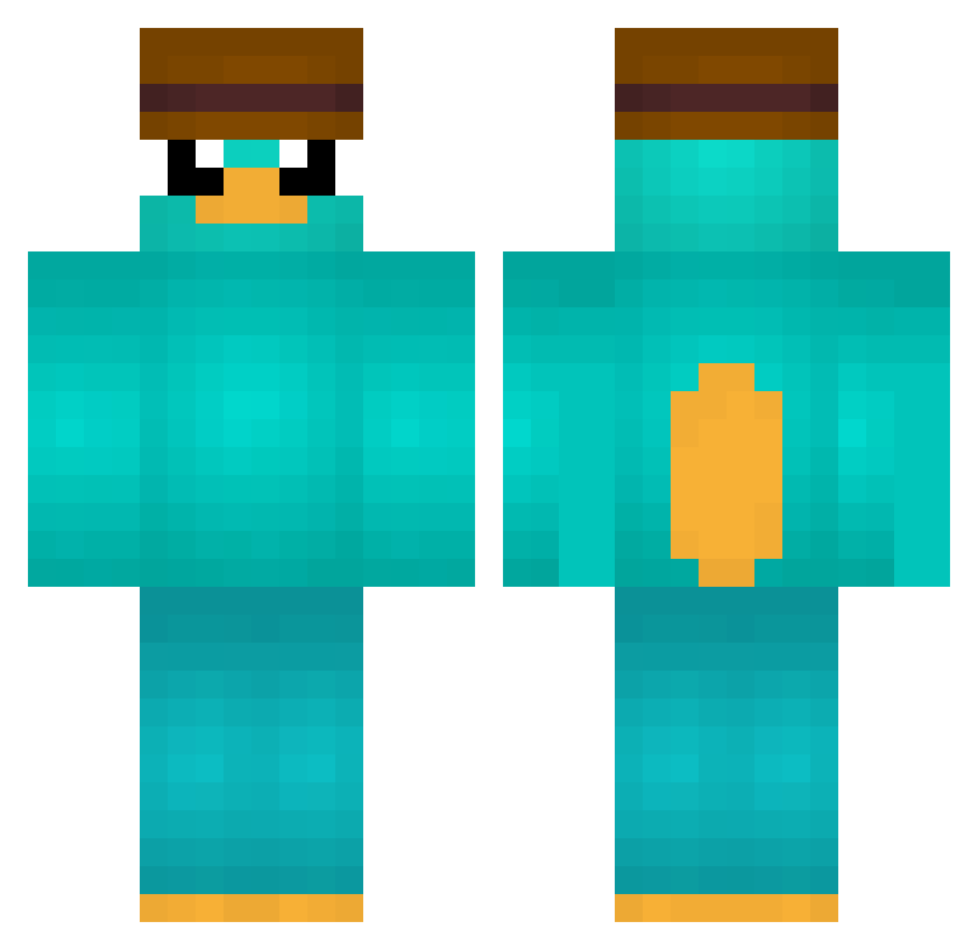 YnuY Minecraft skin, front and back view