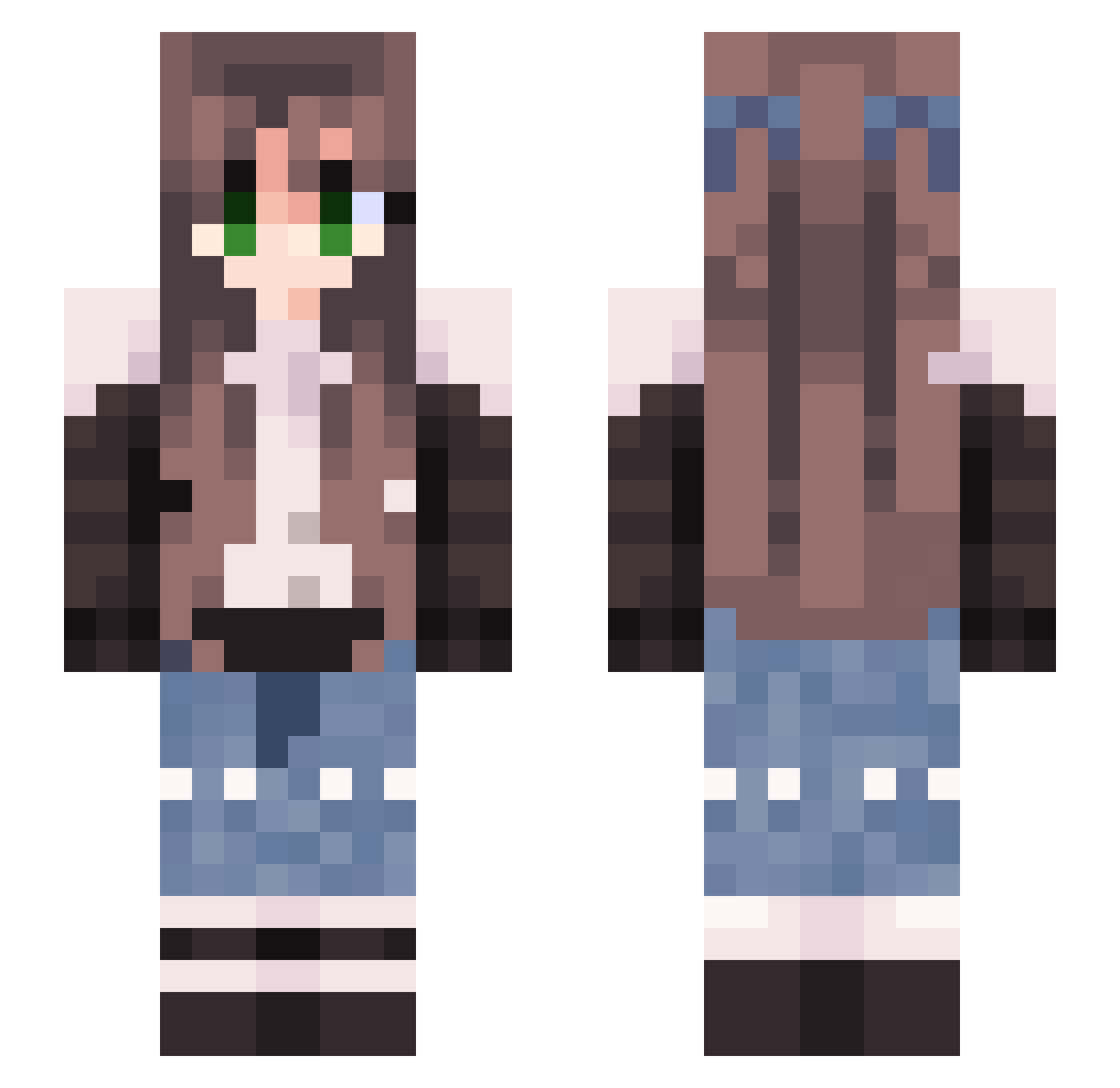 SweetyDuckuwu Minecraft skin, front and back view