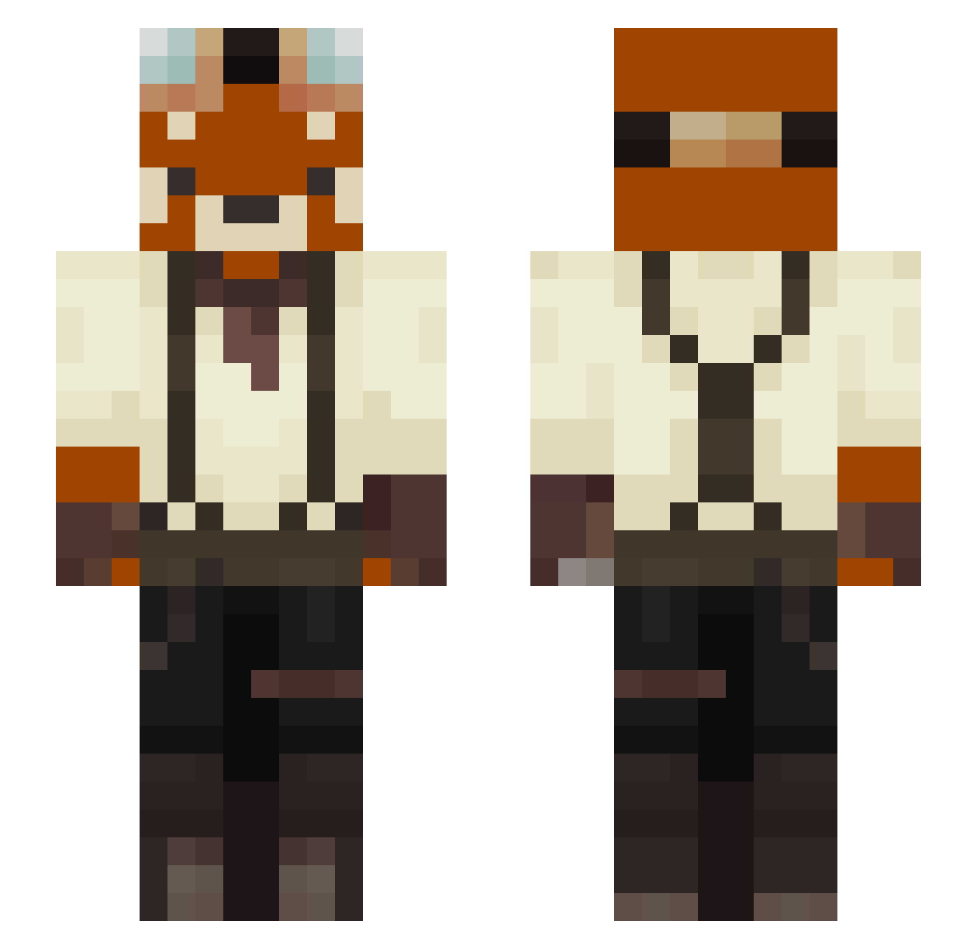 mantm Minecraft skin, front and back view