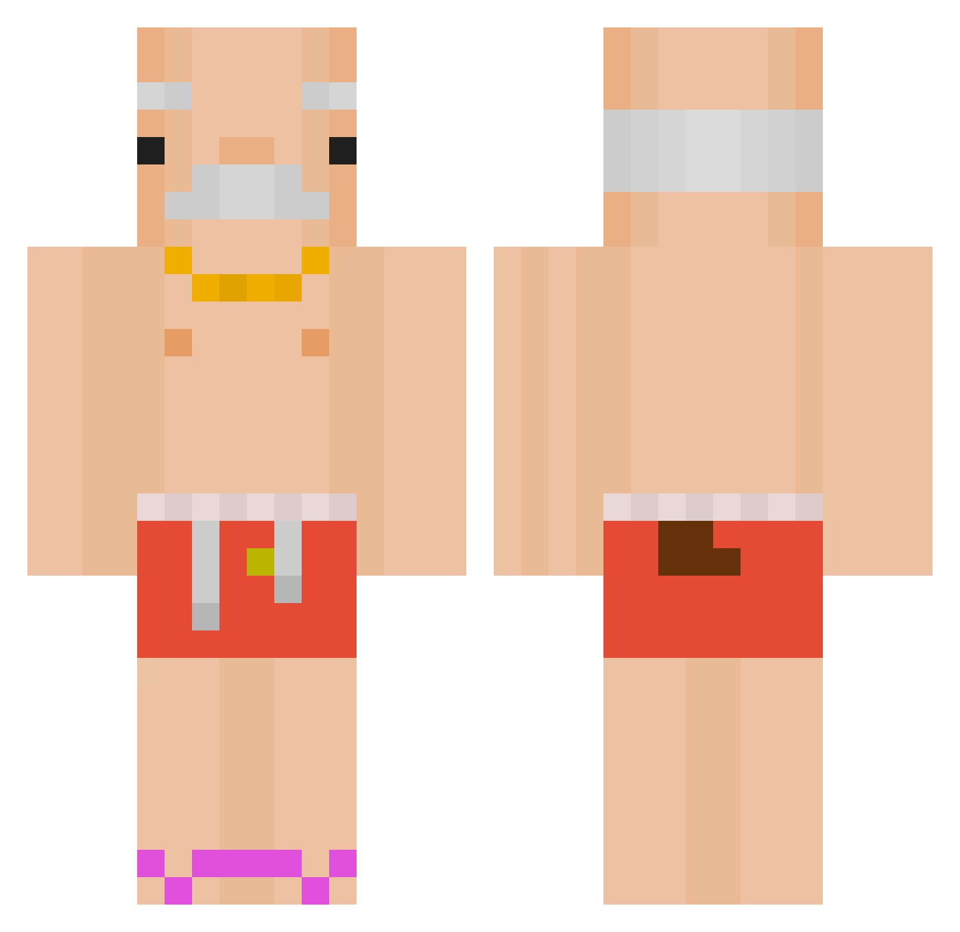BubberDKK Minecraft skin, front and back view