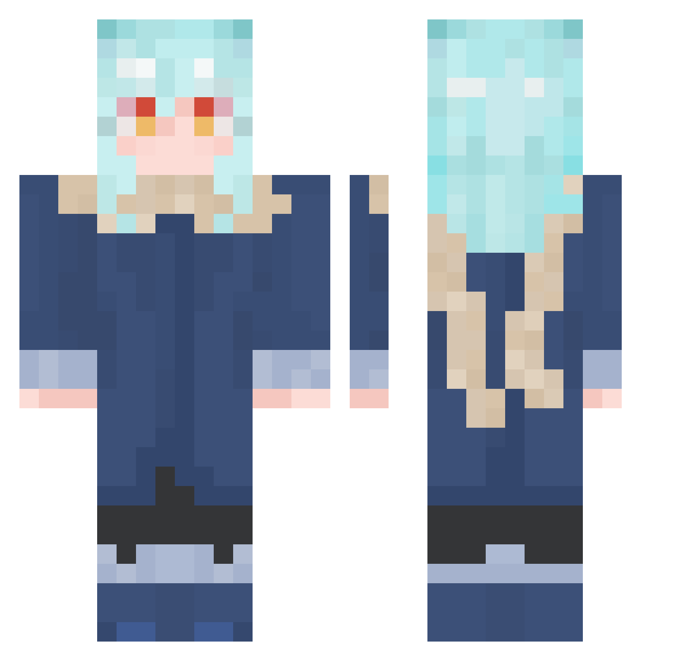 TehOPing Minecraft skin, front and back view