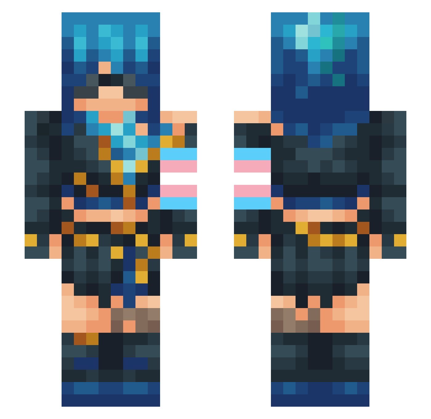 evoltn Minecraft skin, front and back view