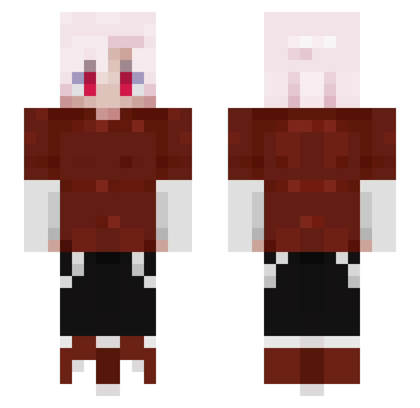 Wixeon Minecraft skin, front and back view