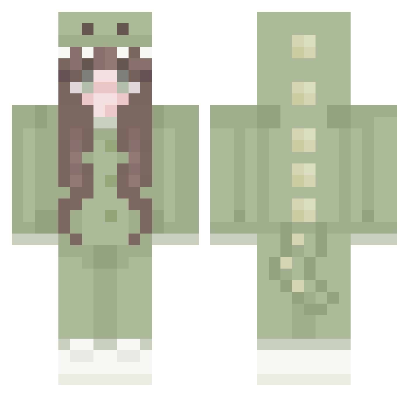 Relinquishing Minecraft skin, front and back view