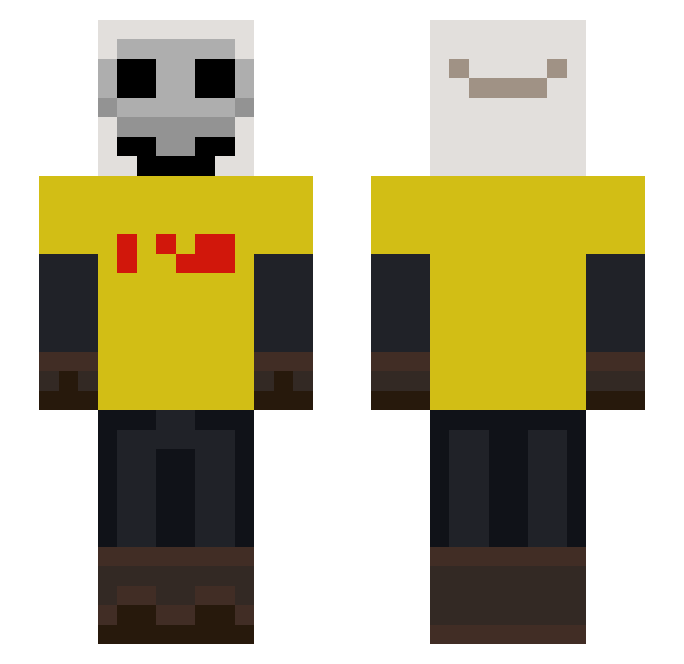 vcxs Minecraft skin, front and back view