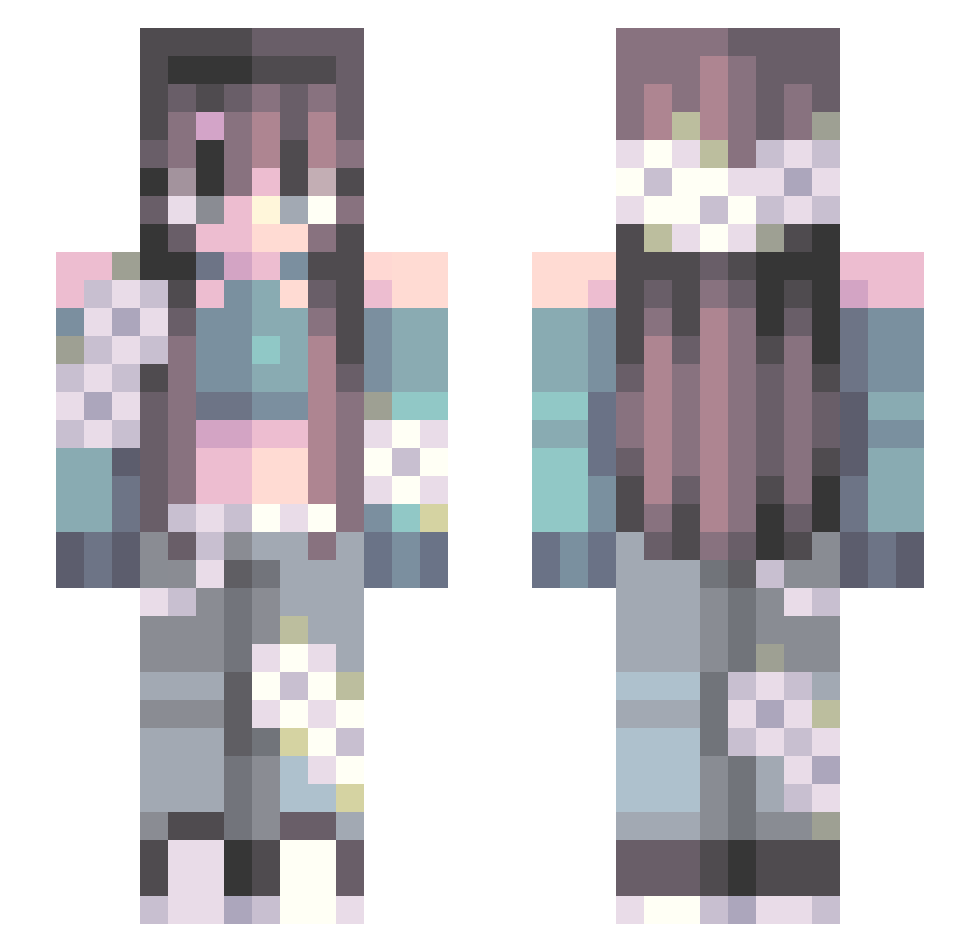 Veeloft Minecraft skin, front and back view