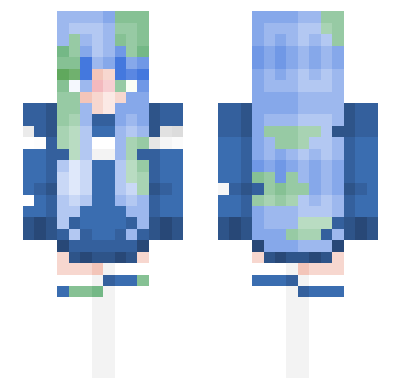 FoxParadox Minecraft skin, front and back view