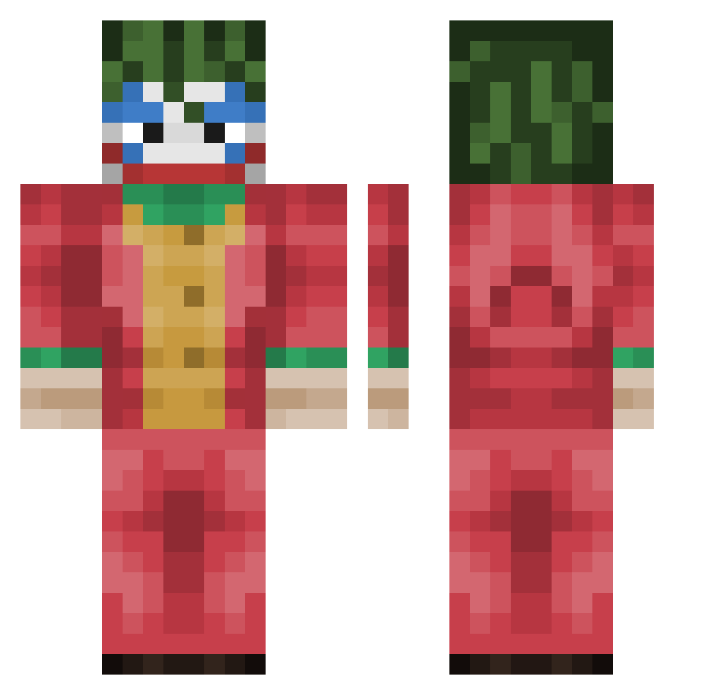 Trilock420 Minecraft skin, front and back view
