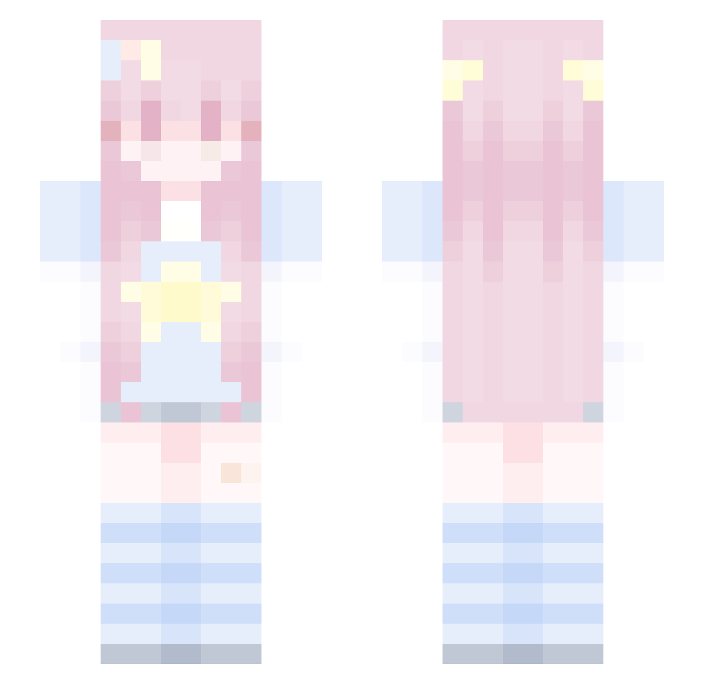 KawaiRikka Minecraft skin, front and back view