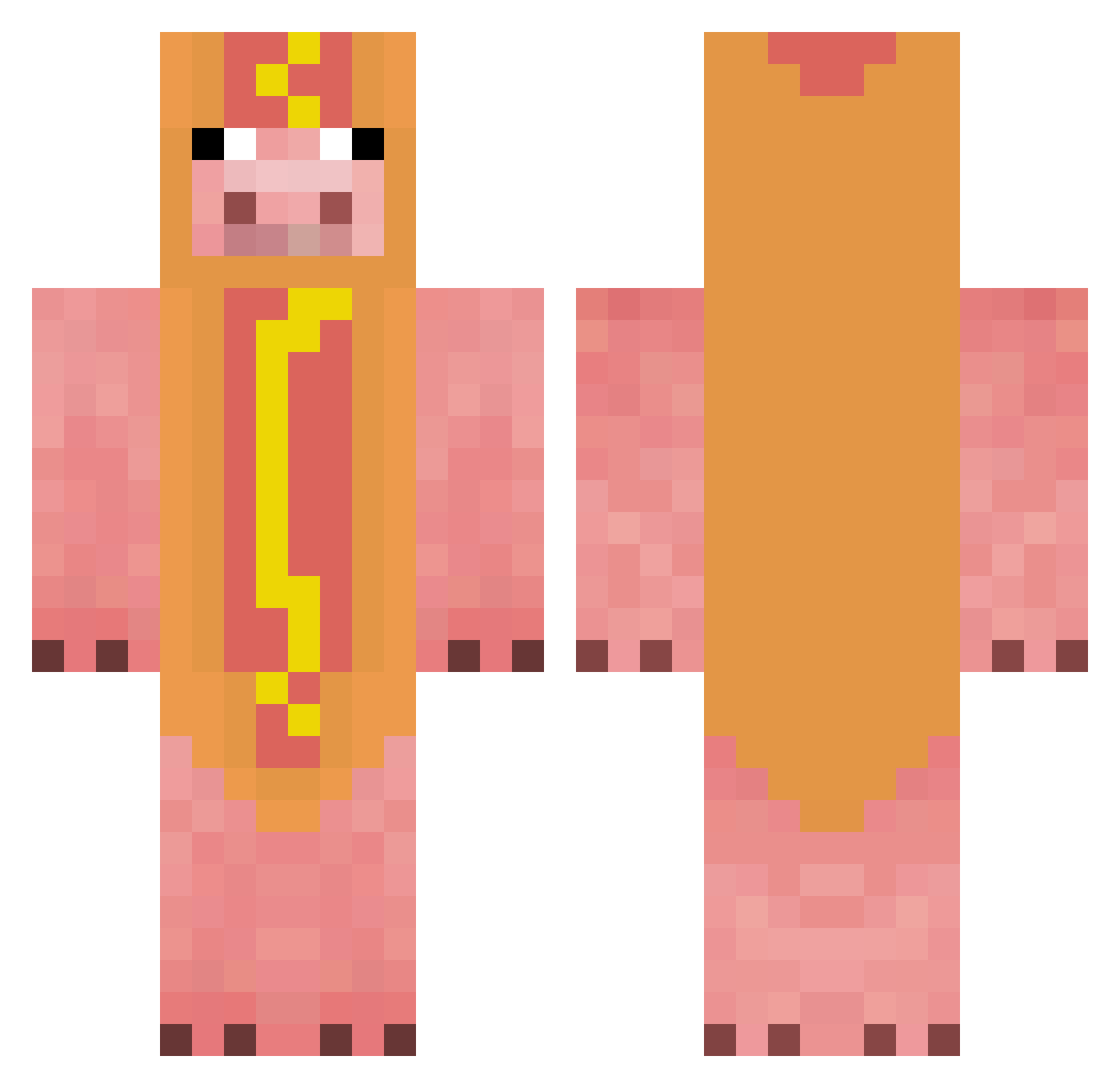 Fruitloe Minecraft skin, front and back view