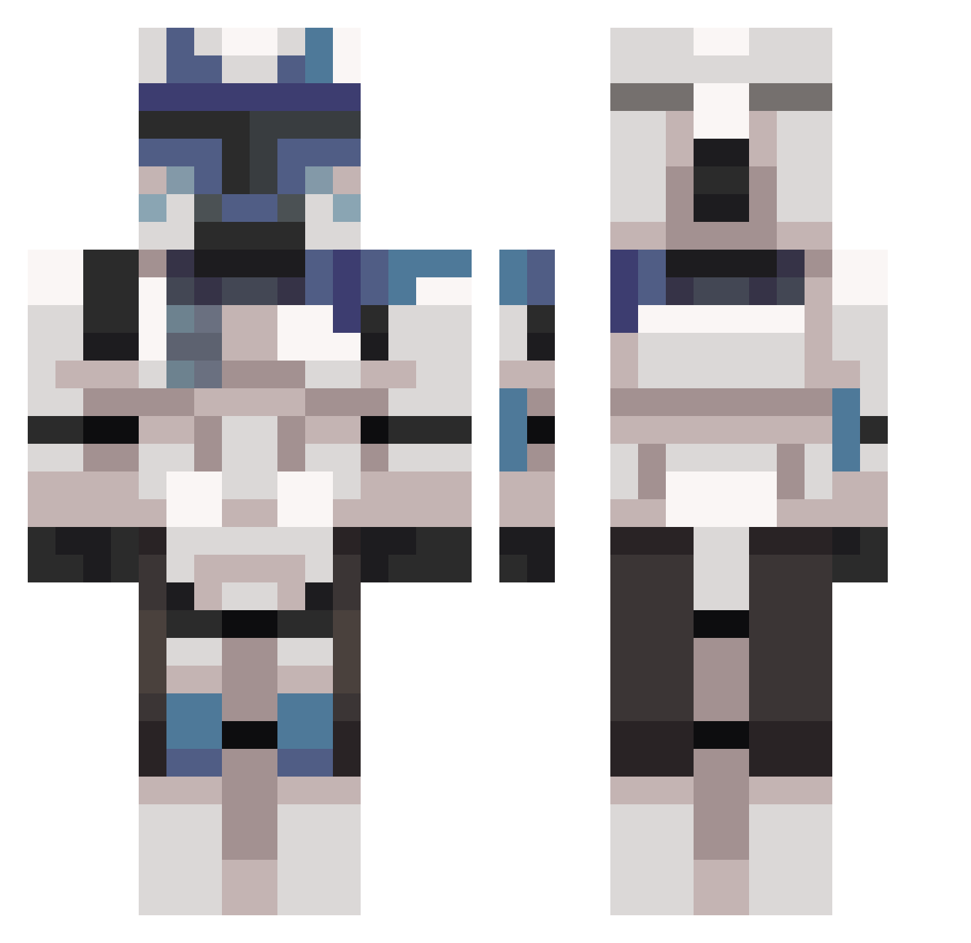 vPhaser Minecraft skin, front and back view