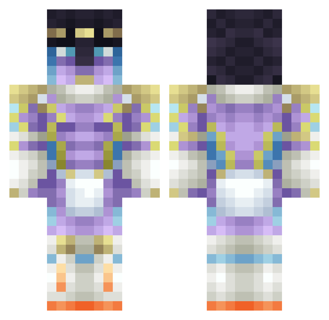 AcidyRain Minecraft skin, front and back view