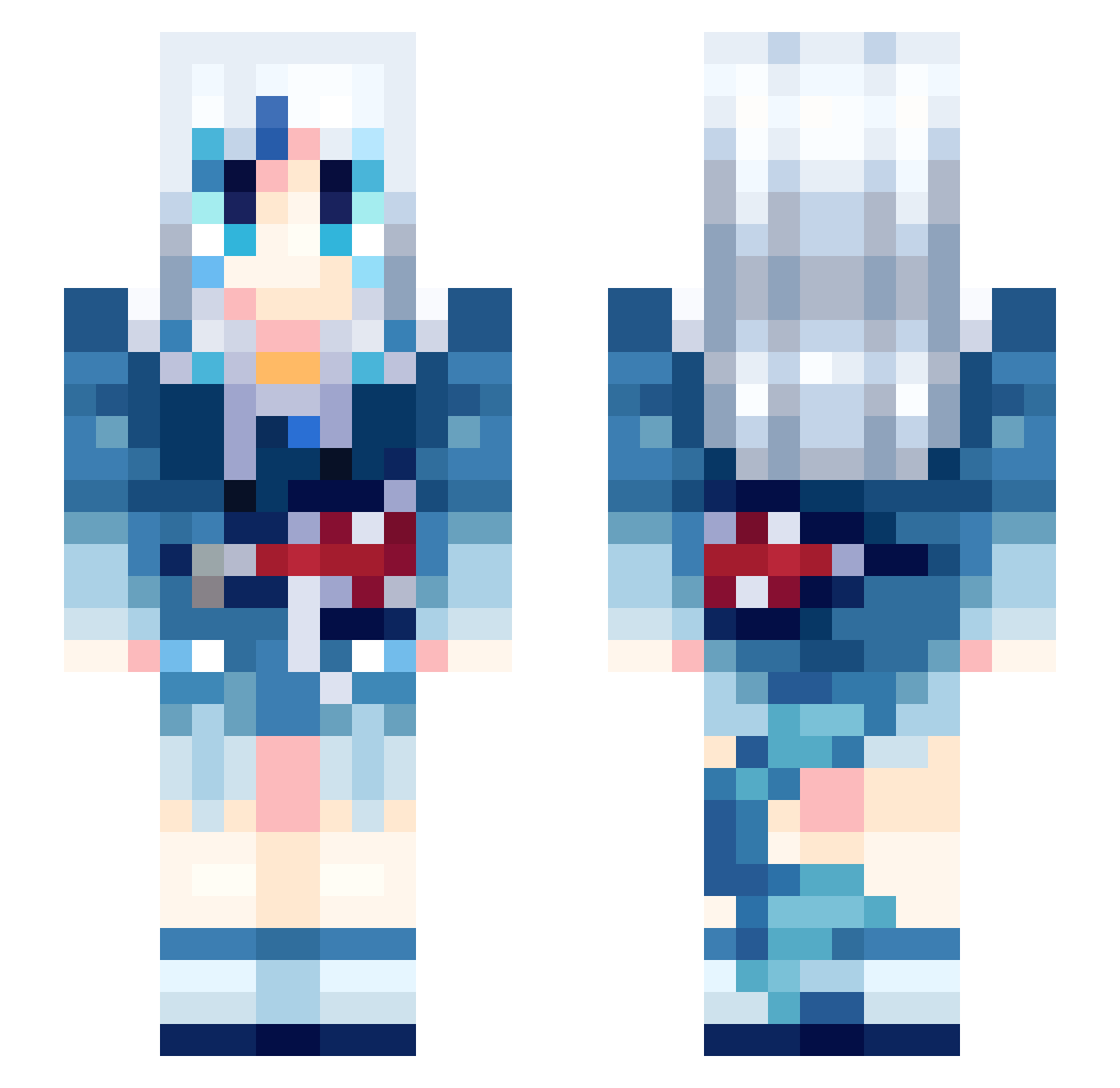 Purpletail65 Minecraft skin, front and back view