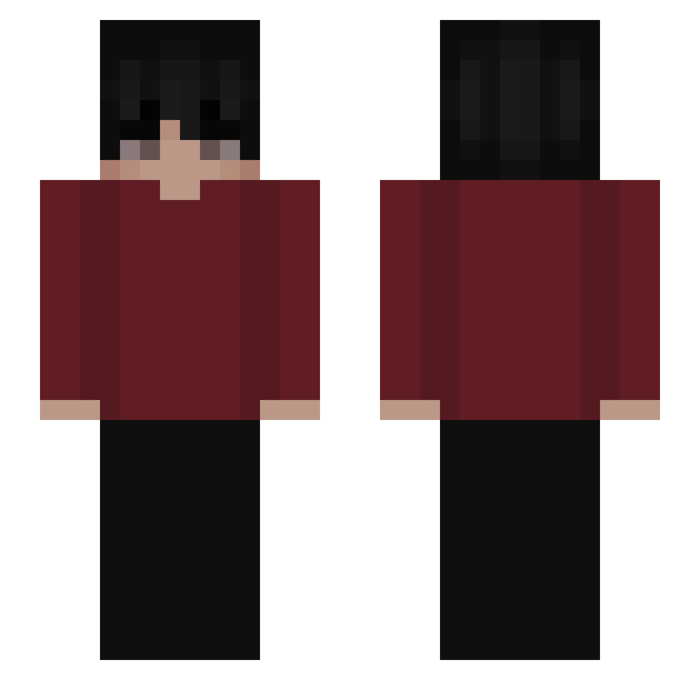 tehlr Minecraft skin, front and back view