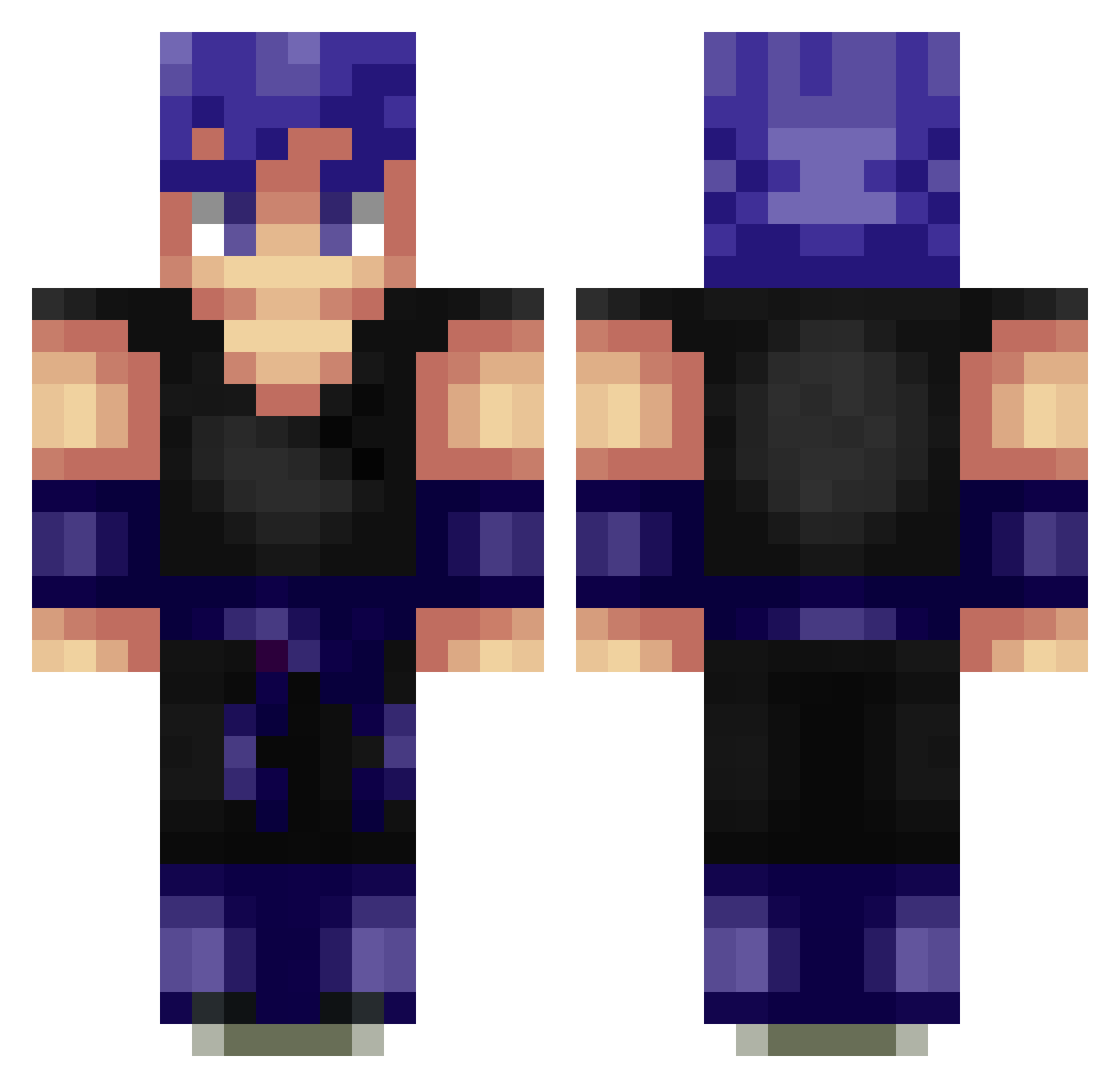 Zoukarn Minecraft skin, front and back view