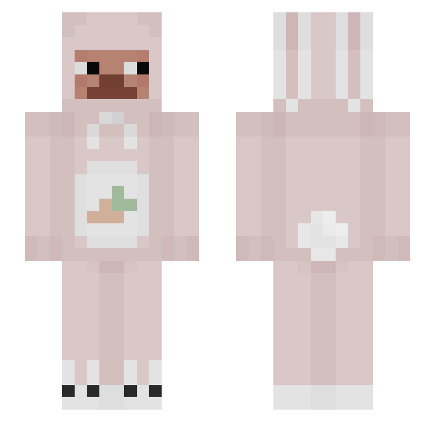 xmoqa Minecraft skin, front and back view