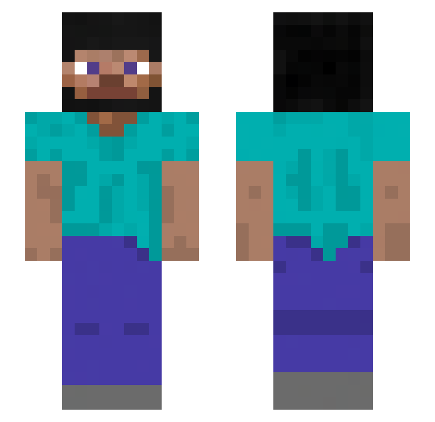 YodaPepe Minecraft skin, front and back view