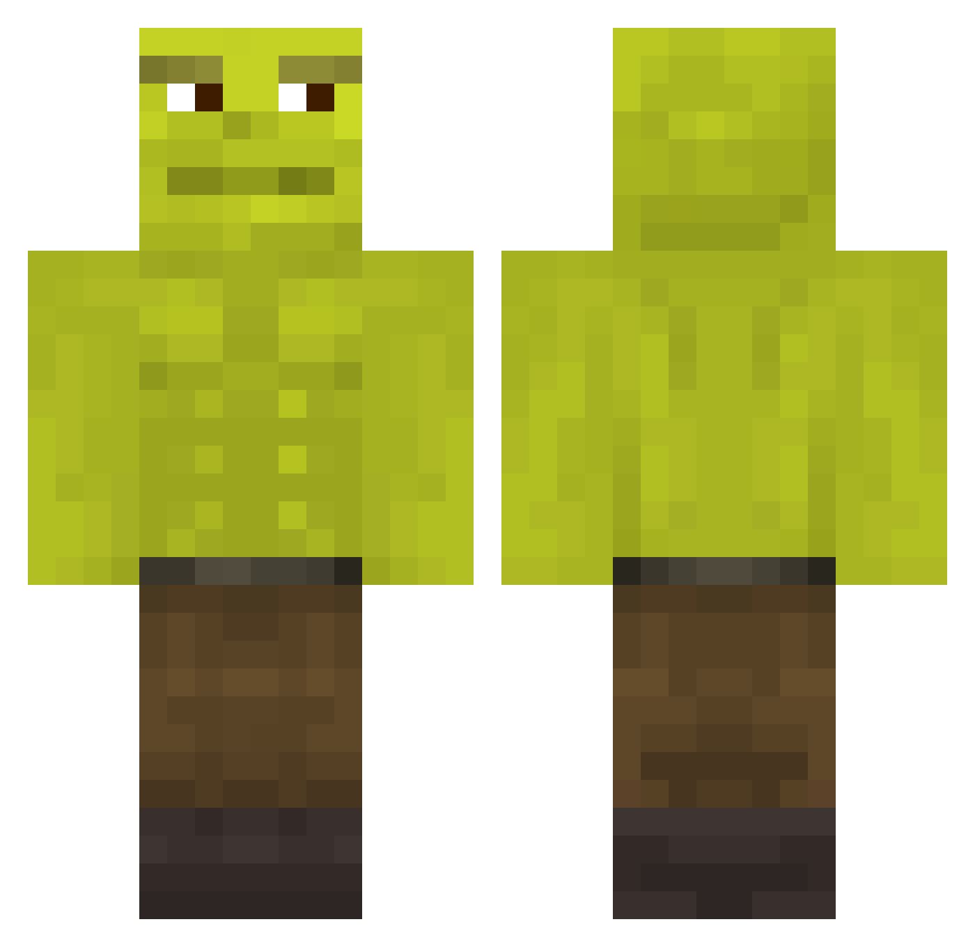 Jackflist Minecraft skin, front and back view
