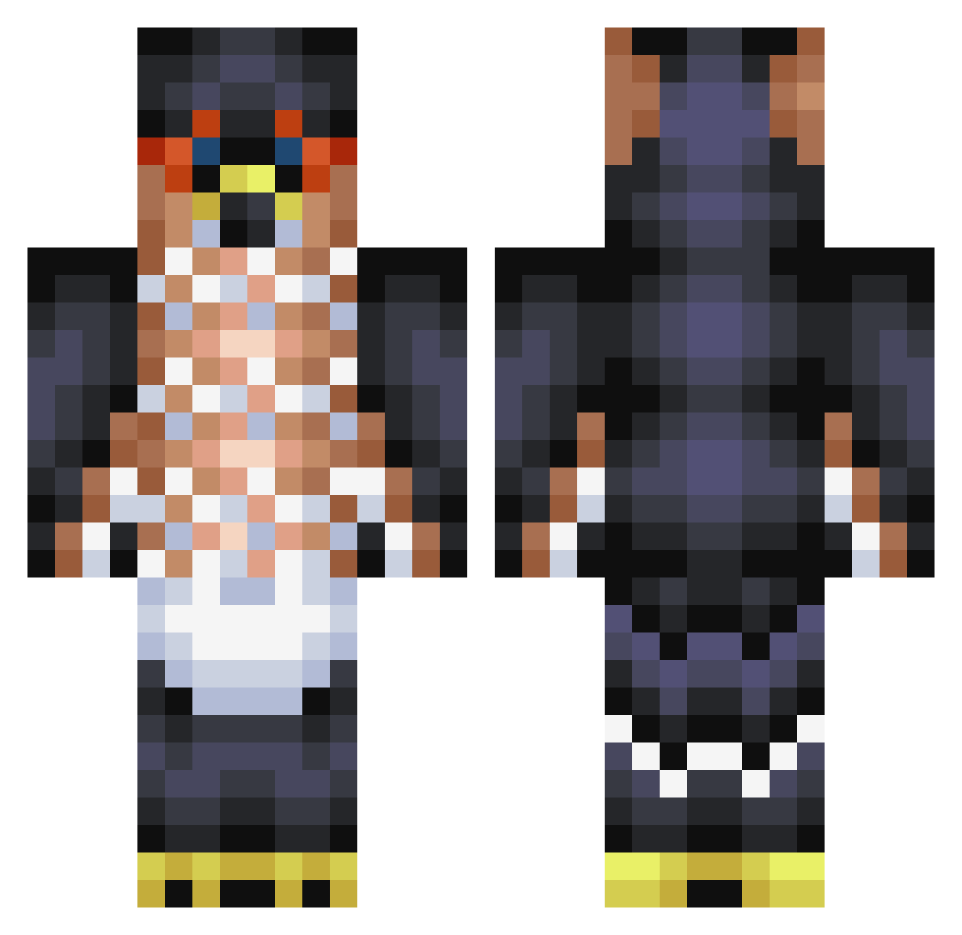 CarbonOsprey Minecraft skin, front and back view