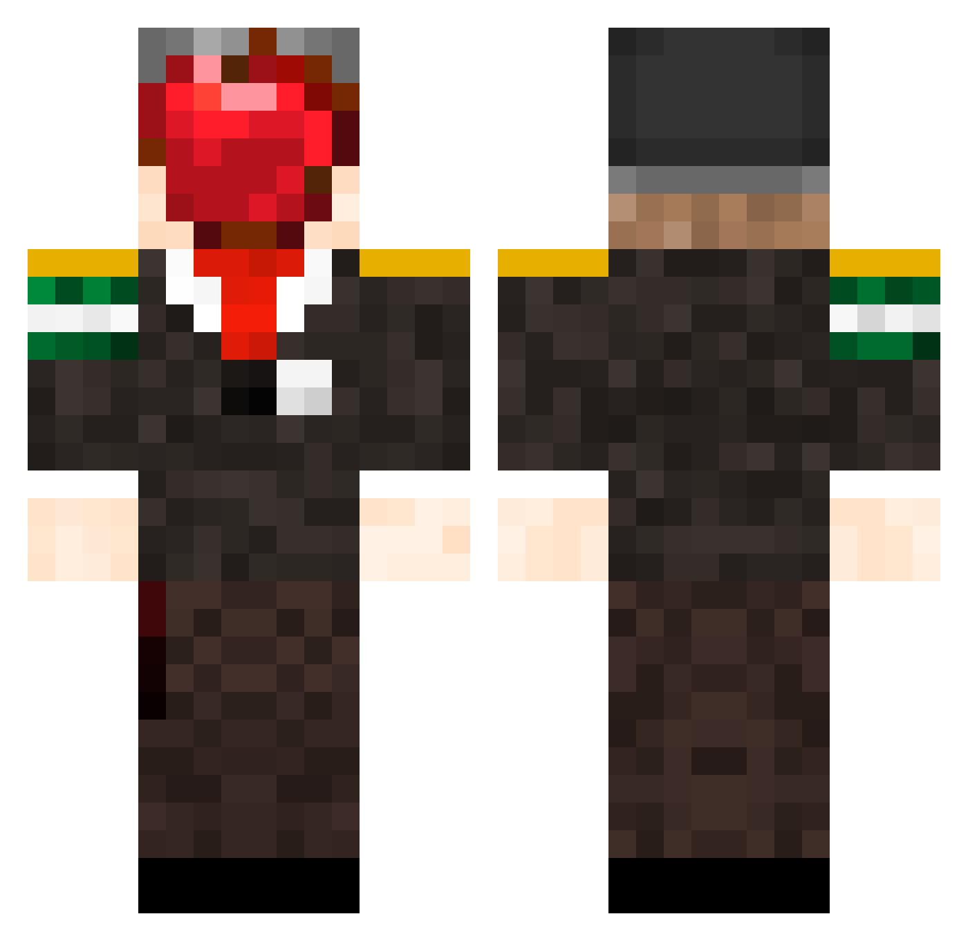 Taylorest Minecraft skin, front and back view