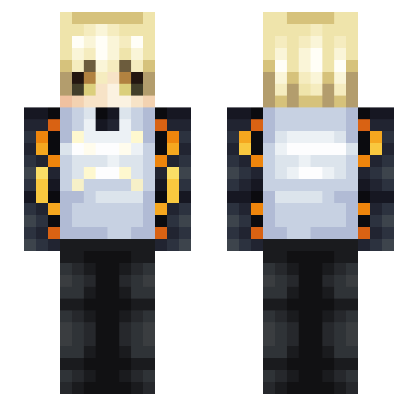 ElectriCaribe Minecraft skin, front and back view