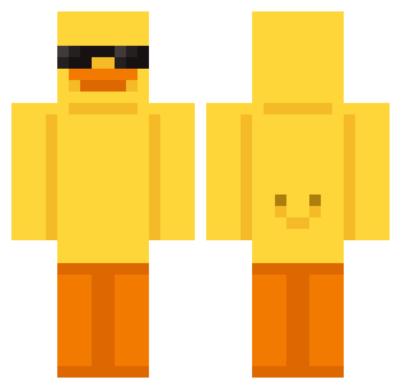 TubaIsBae Minecraft skin, front and back view