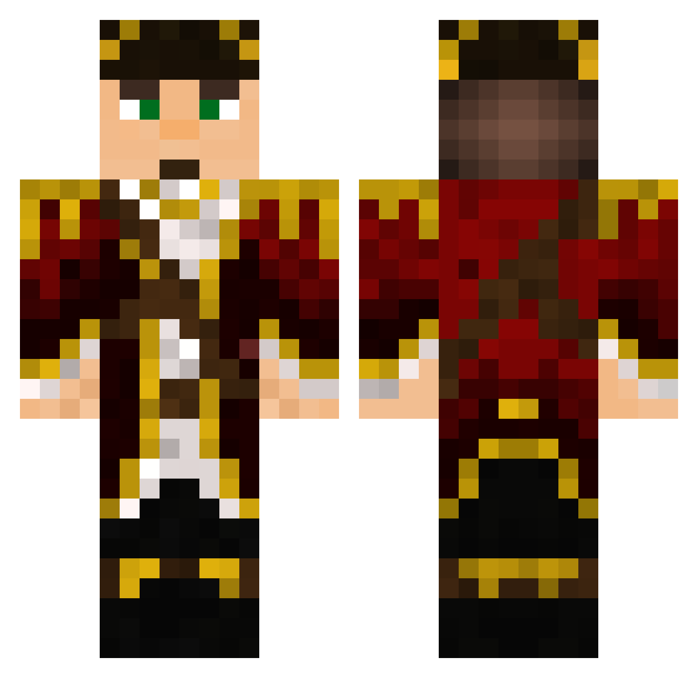Armings Minecraft skin, front and back view