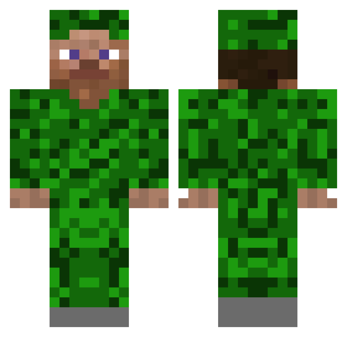 Timely Minecraft skin, front and back view