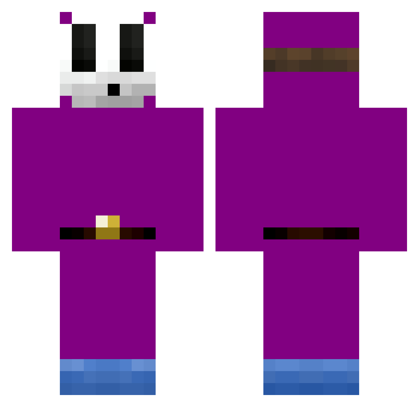 Populated Minecraft skin, front and back view