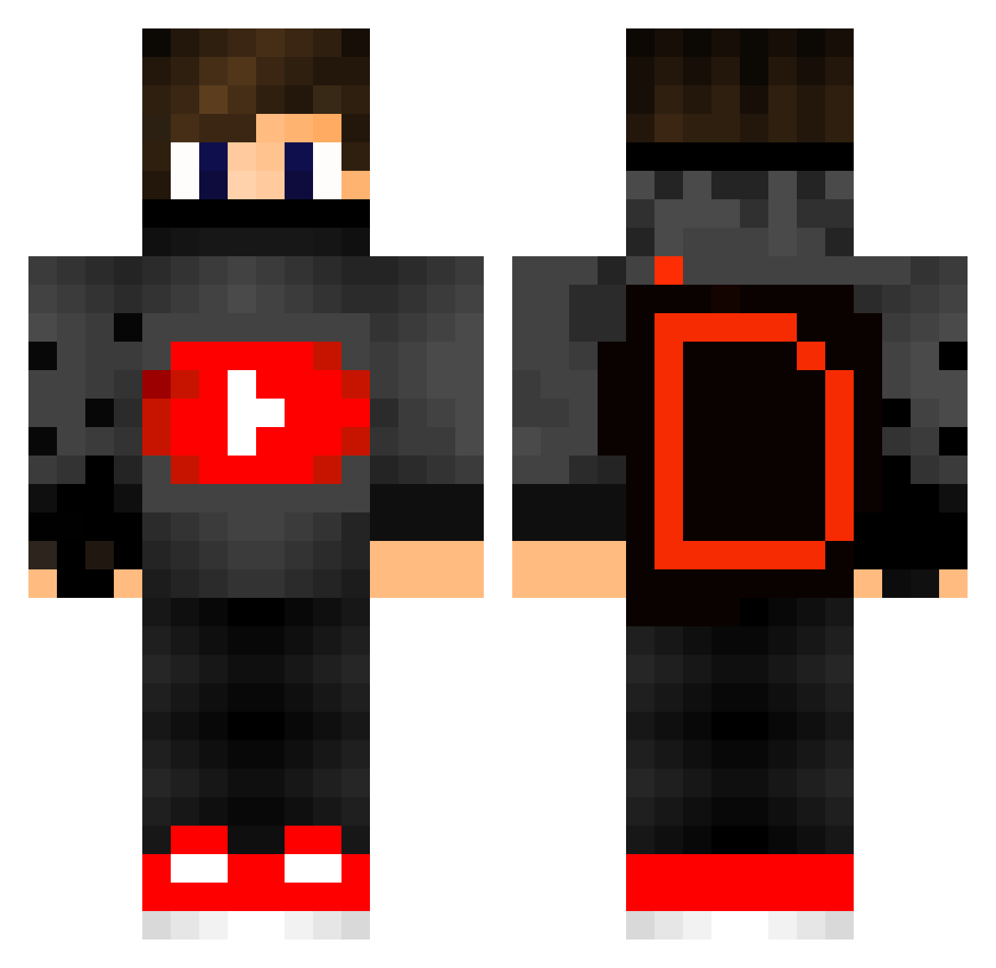 wowing Minecraft skin, front and back view
