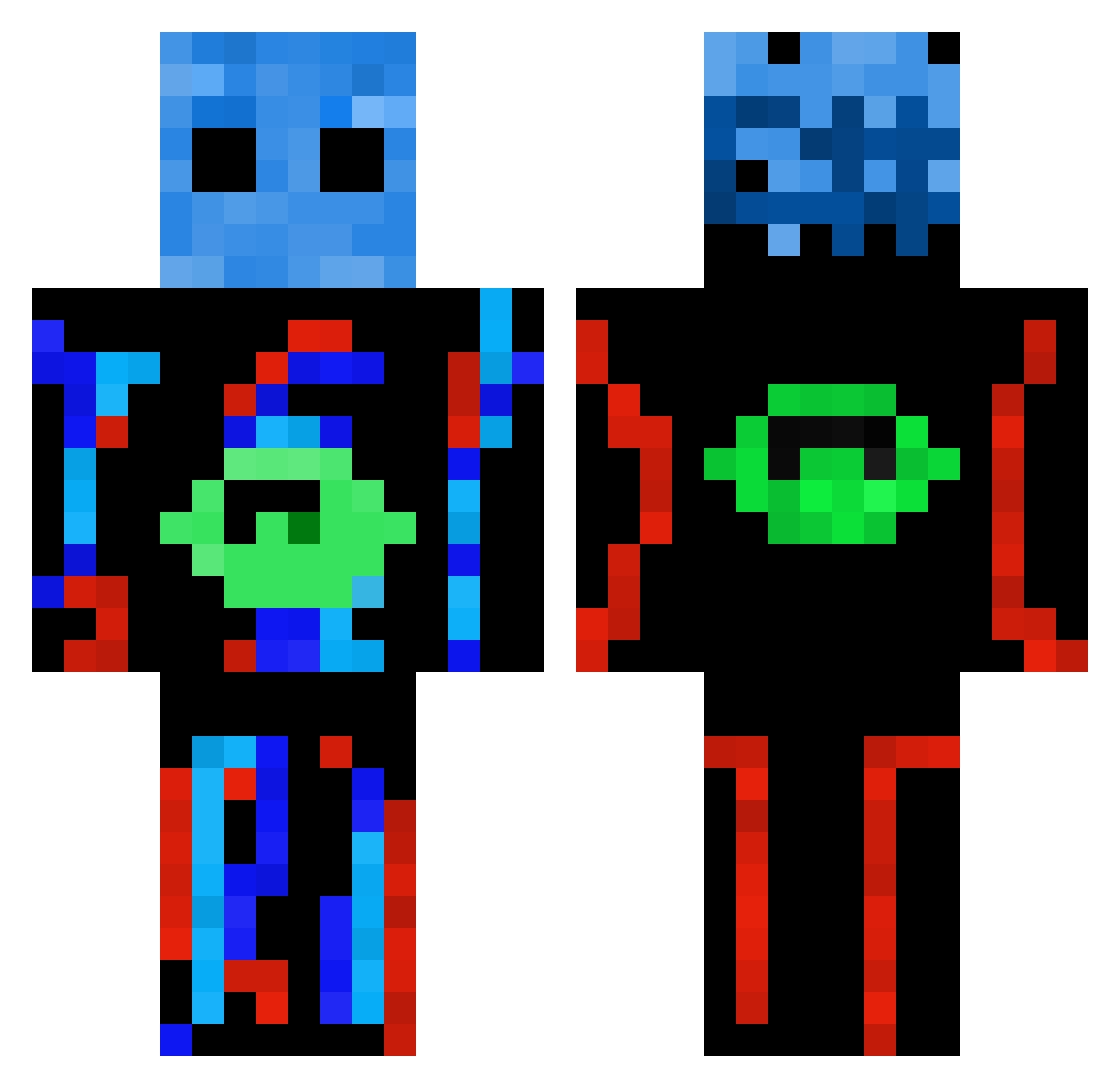 xV3ct0rTBW Minecraft skin, front and back view