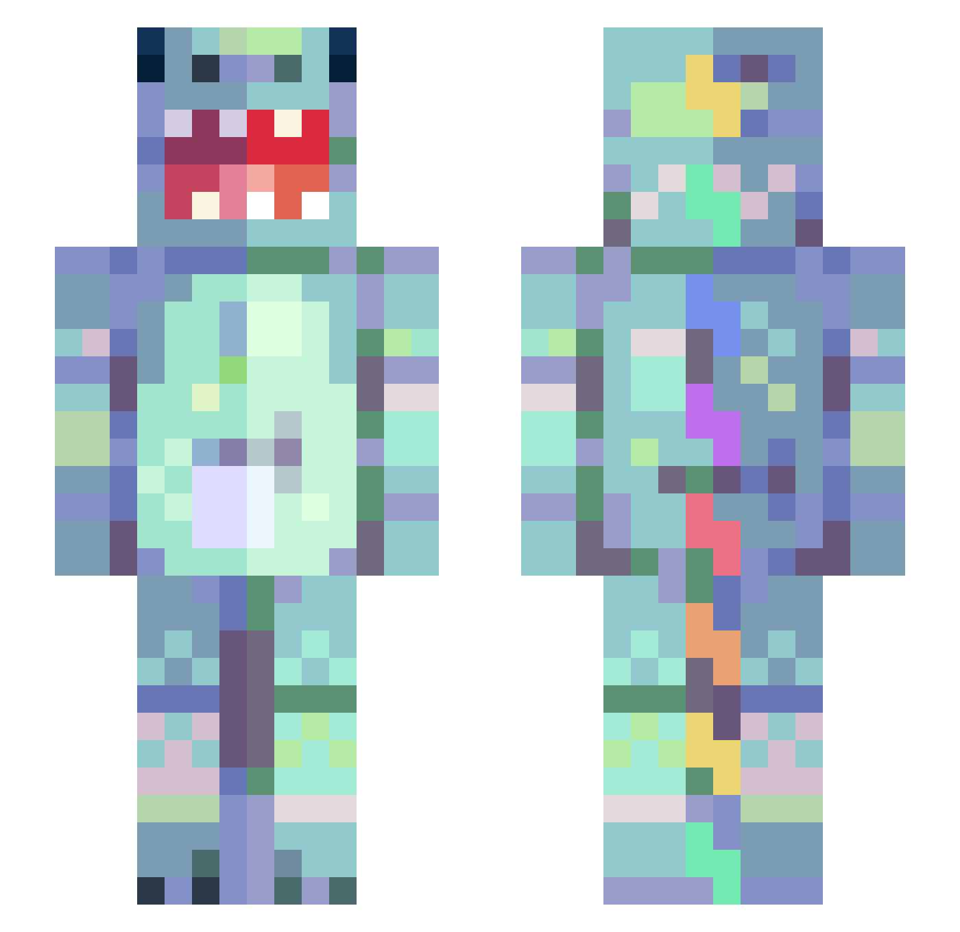 starfishies Minecraft skin, front and back view