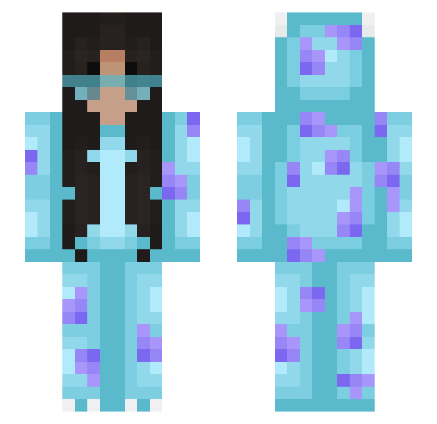 lilwaffles Minecraft skin, front and back view