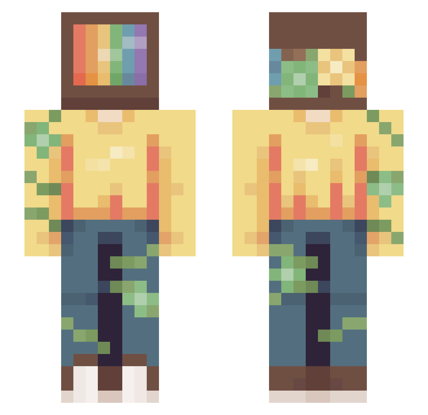 Redgycide Minecraft skin, front and back view
