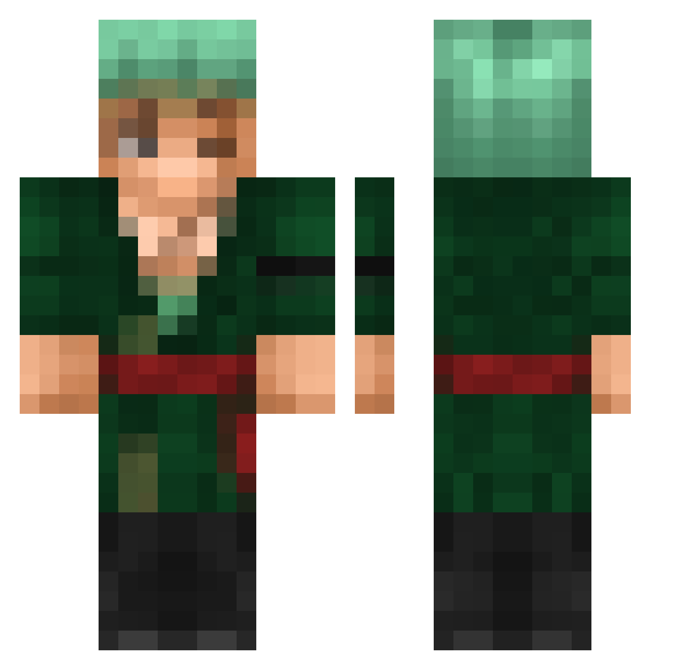 sakars Minecraft skin, front and back view