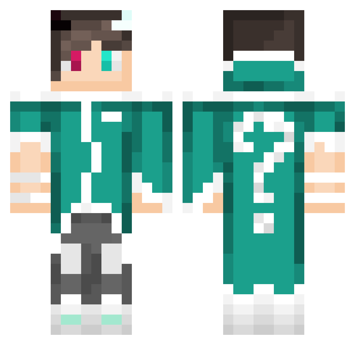 Mystery_2O2 Minecraft skin, front and back view
