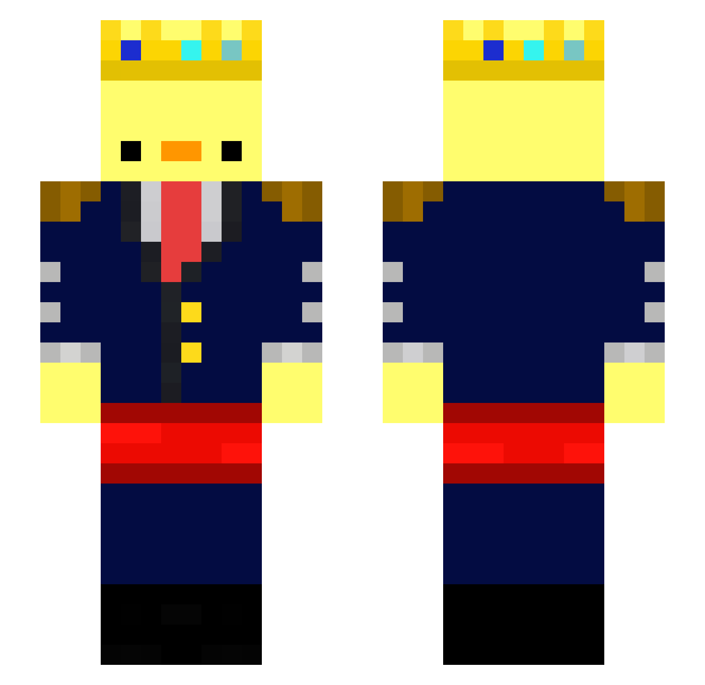 Duck032 Minecraft skin, front and back view