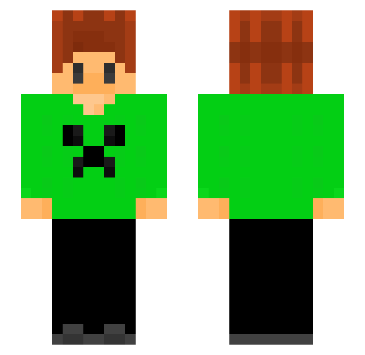 Relowed Minecraft skin, front and back view