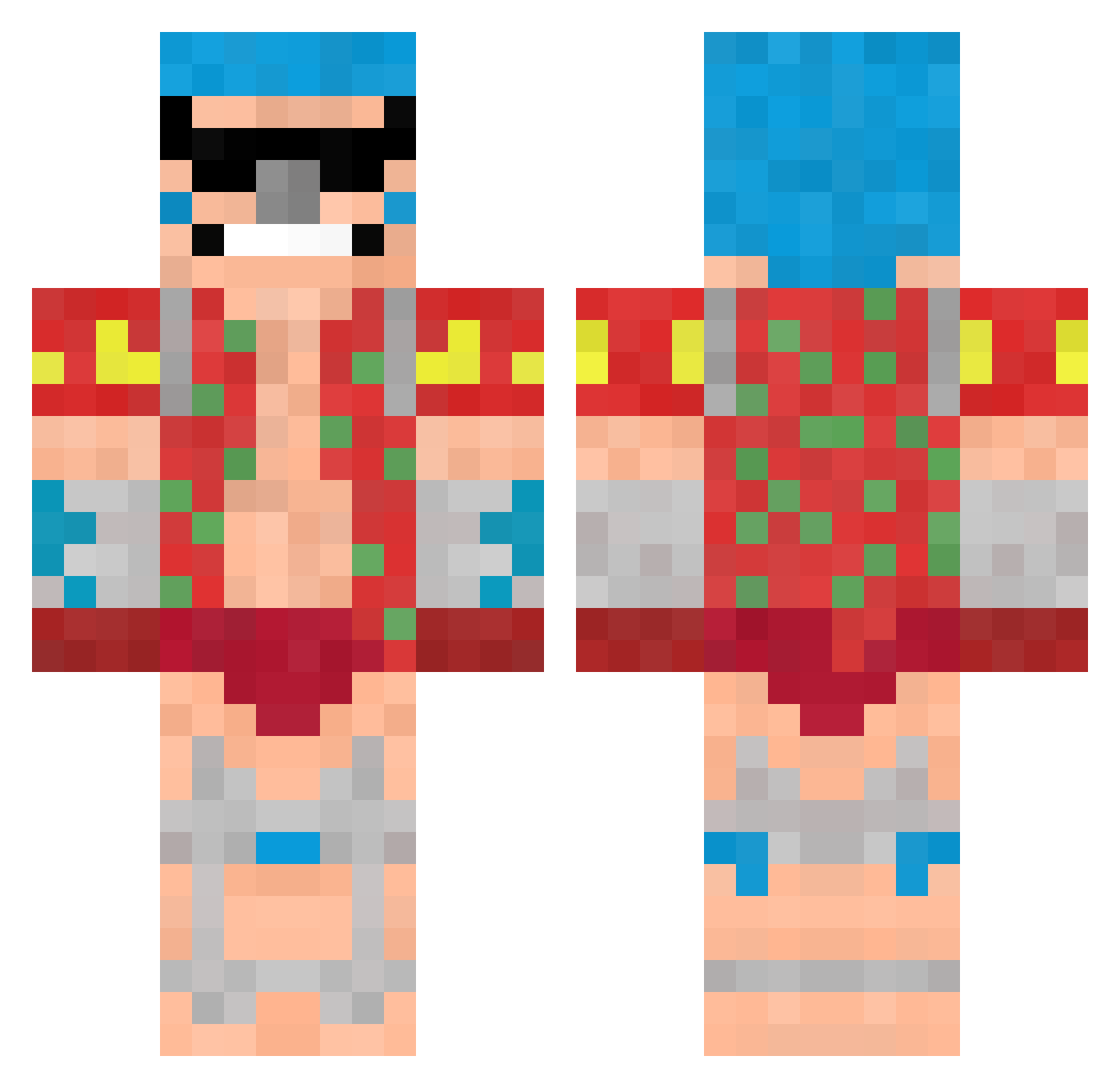 Guma9 Minecraft skin, front and back view