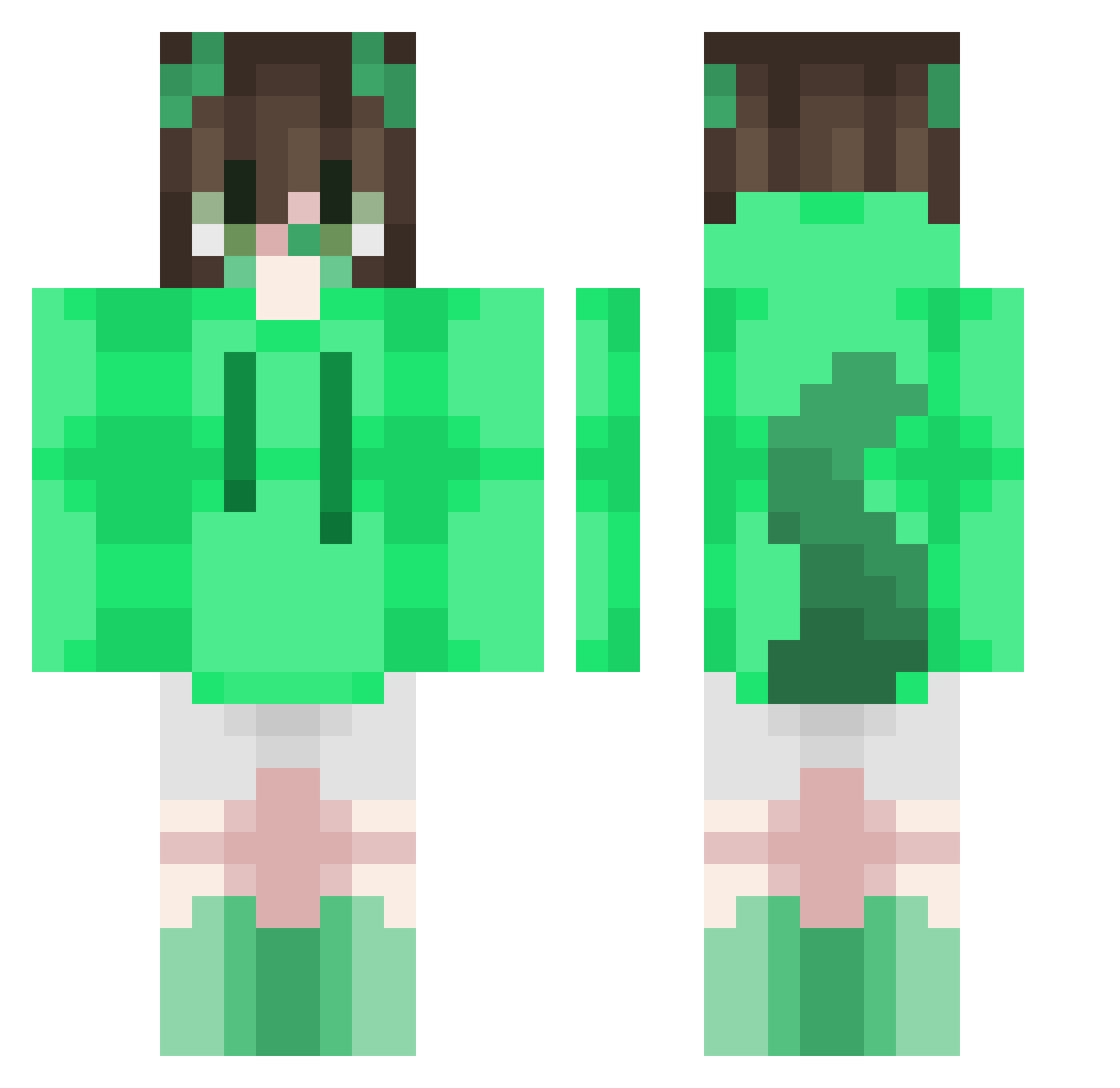 Tsadi Minecraft skin, front and back view