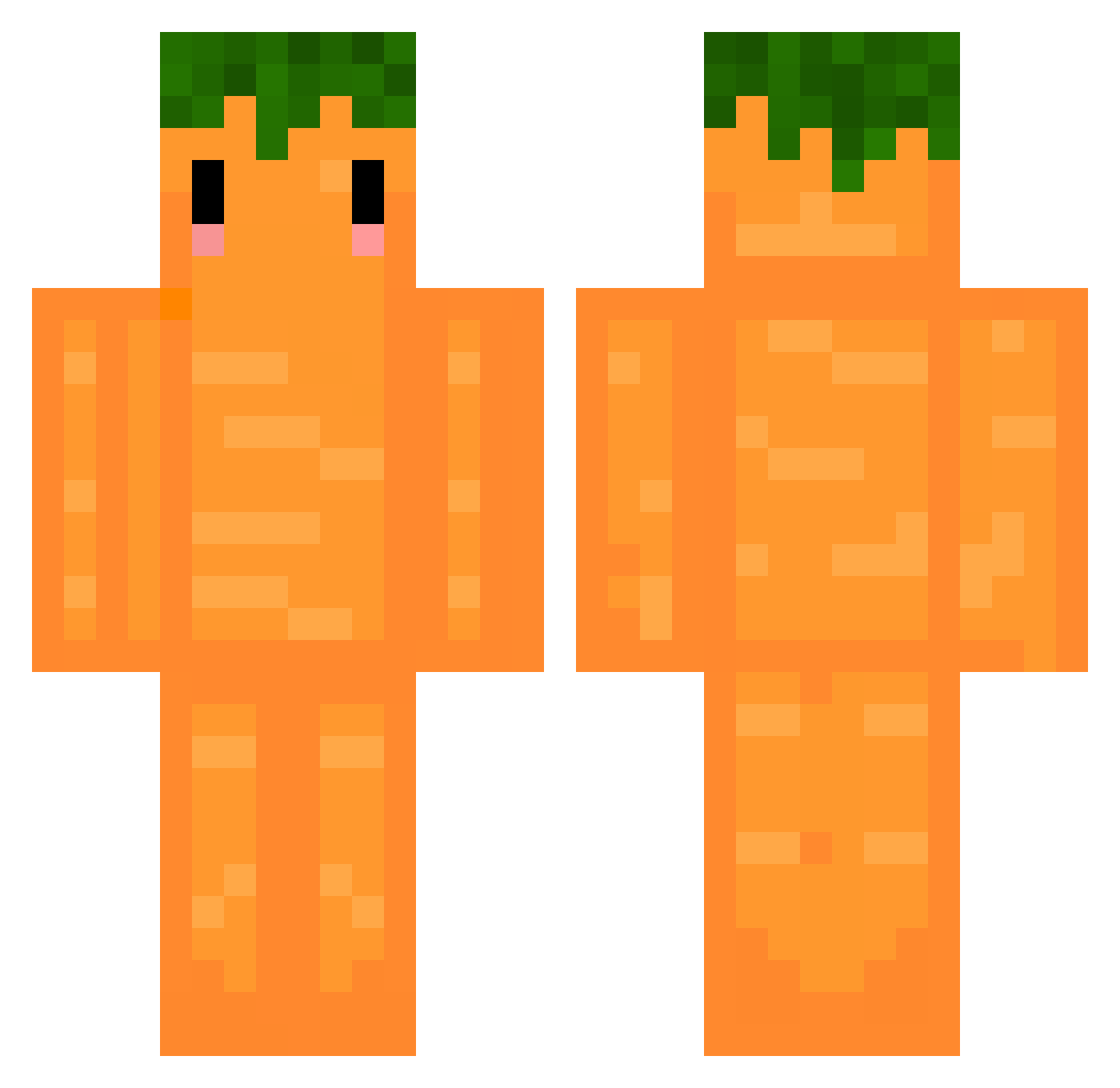 Novelised Minecraft skin, front and back view