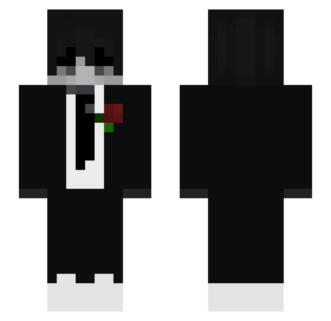 Unalert Minecraft skin, front and back view