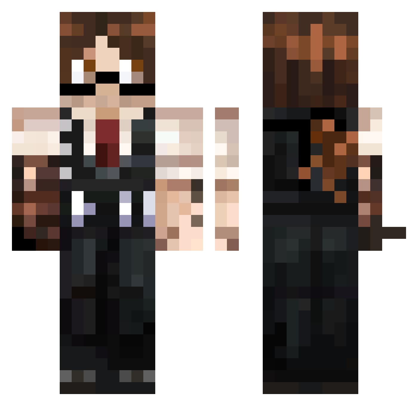 satorustan Minecraft skin, front and back view