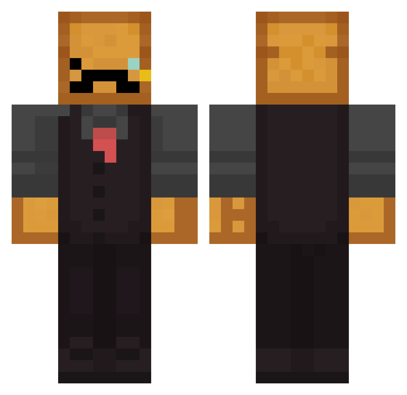 Lamborjini Minecraft skin, front and back view