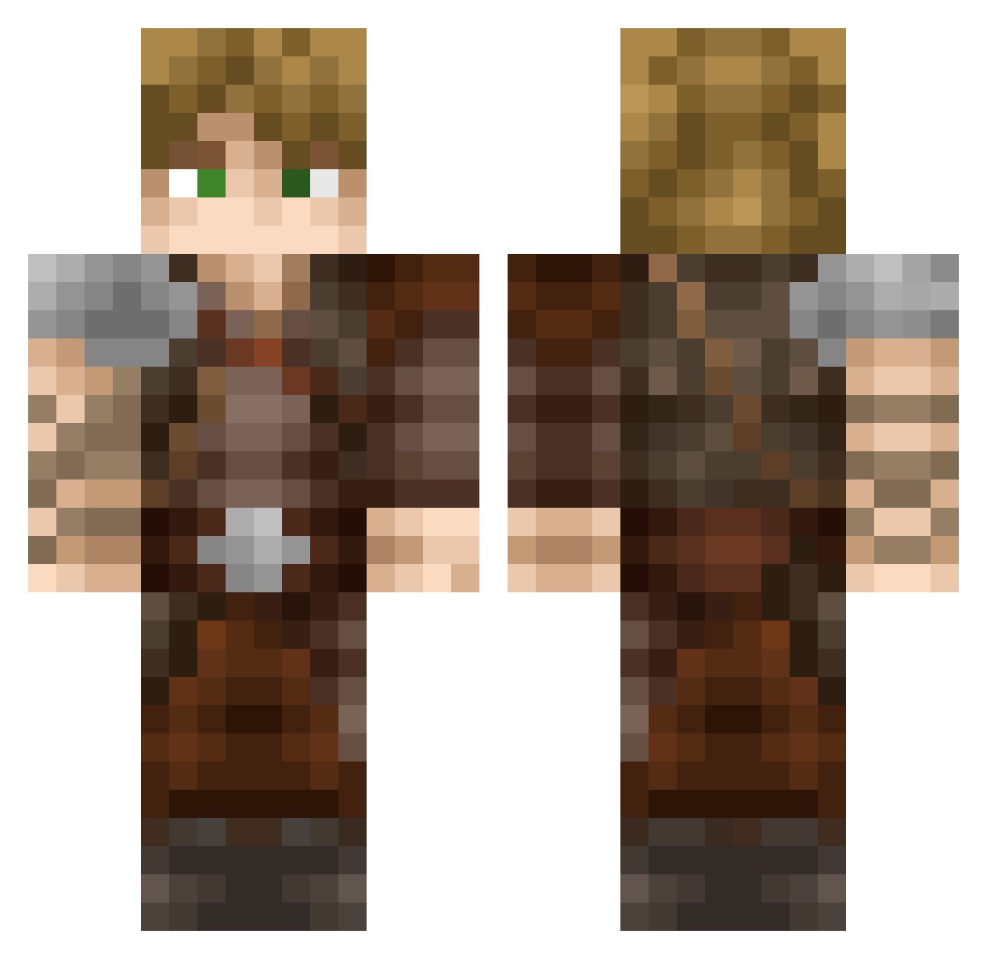 TeeHiggins85 Minecraft skin, front and back view