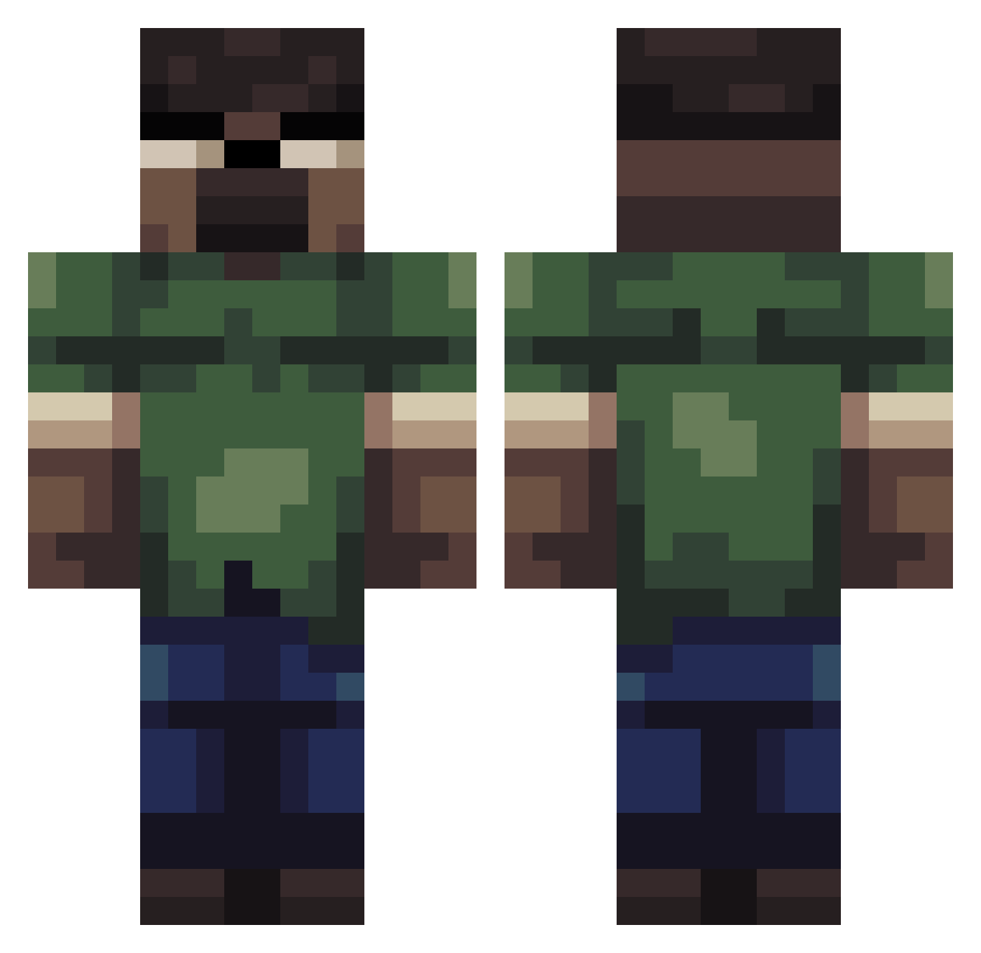 PunchyMF Minecraft skin, front and back view